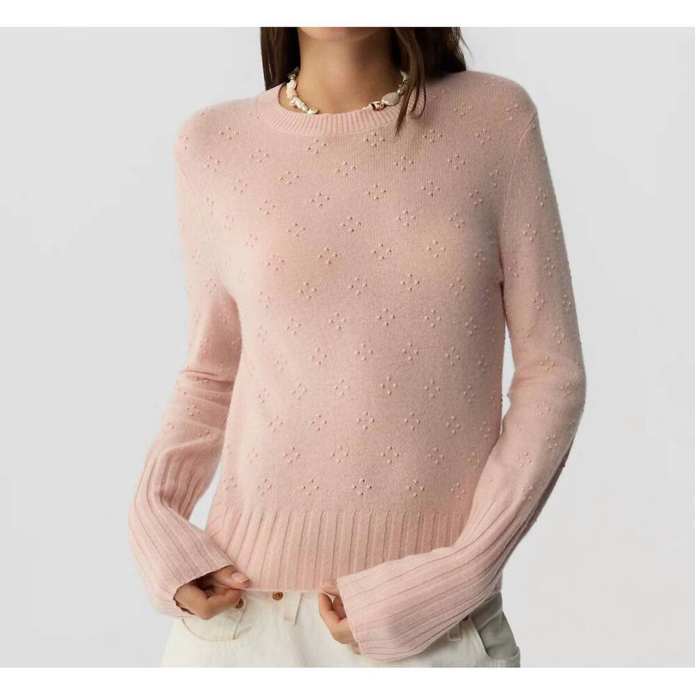 NEW GUEST IN RESIDENCE compass shrunken crew sweater in powder pink